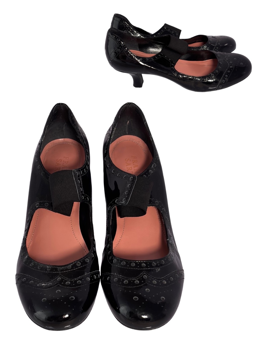 Franco Sarto | Black Patent Mary Jane Heels with Elastic Strap | Size 8.5